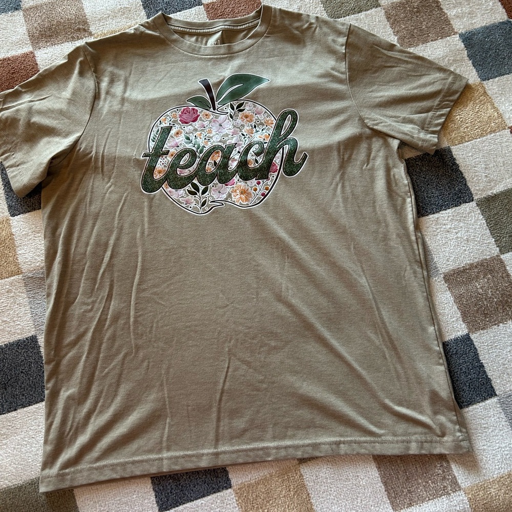 Light Brown "Teach" Crew Neck Tee